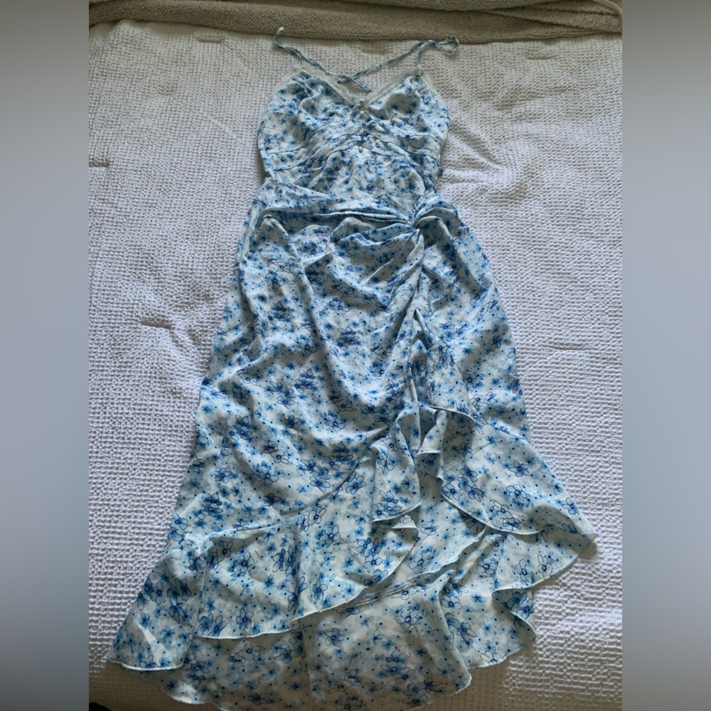Blue and White Floral Strappy Dress